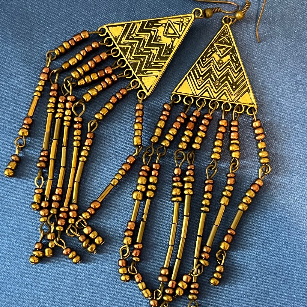 Bke Brown Beaded Dangle Earrings